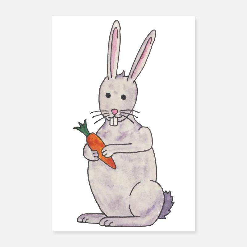 niedlicher Hasche Kaninchen mit Karotte Poster 40x60 cm