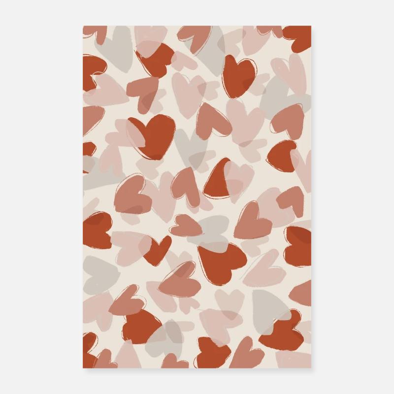 Doux cœurs pastel Poster 40 x 60 cm