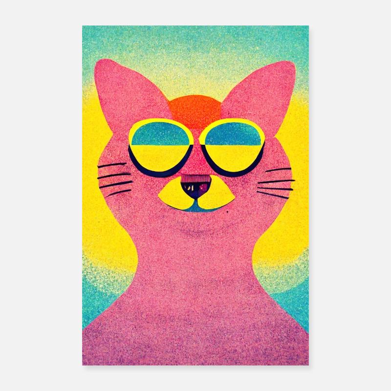 Hippie Cat Retro Poster 40x60 cm
