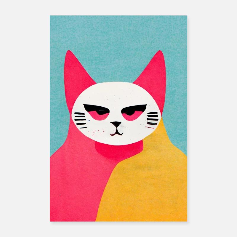 Endboss Cat Retro - Poster 40x60 cm - Weiß