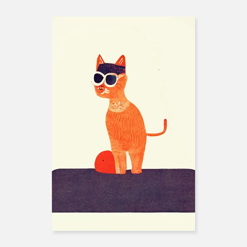 Friedrichshain Cat Retro Poster 40x60 cm