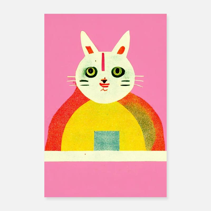 Raver Cat Retro Poster 16" x 24" (40x60 cm)