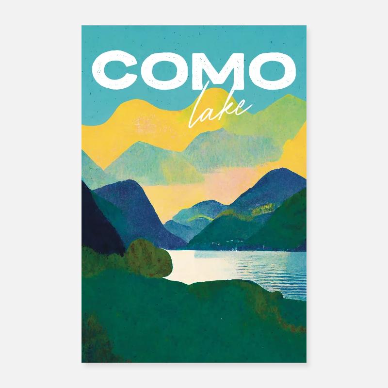 Lac de Côme Ancienne Affiche de Voyage Rétro Poster 40 x 60 cm