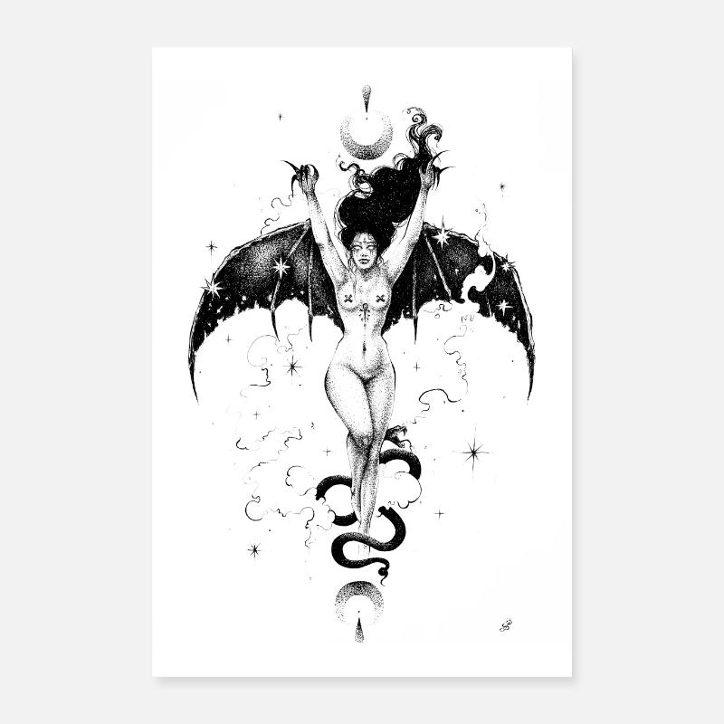 Fledermausmädchen - Poster 40x60 cm - Weiß