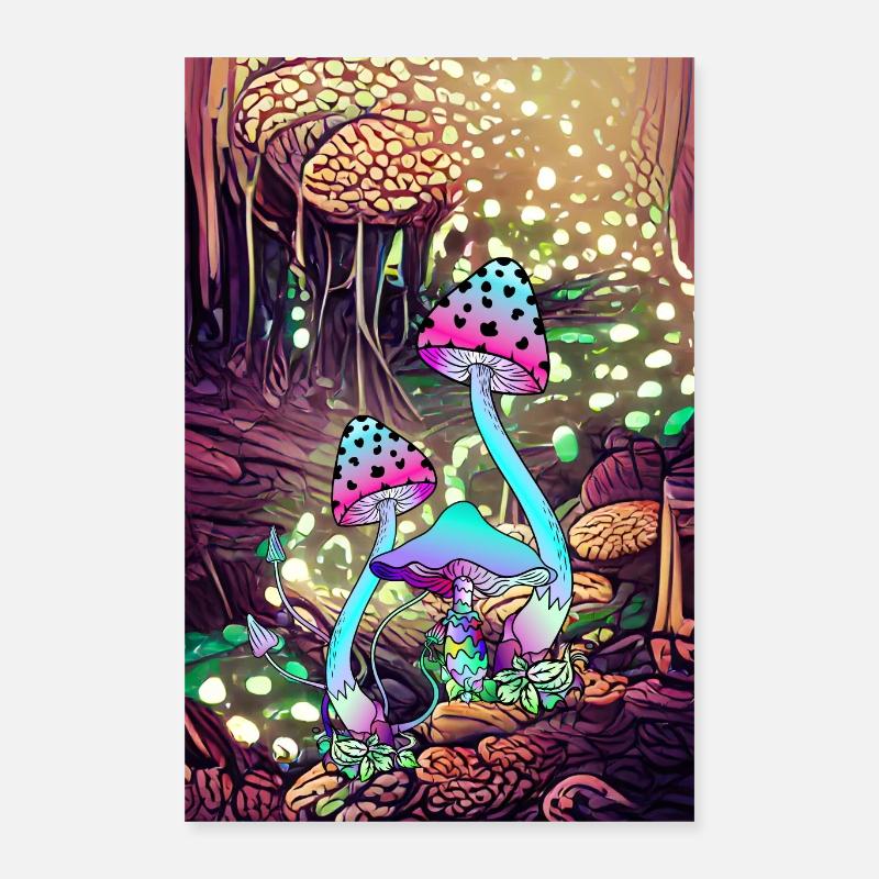 Magic Mushroom Landscape artwork Poster 40x60 cm