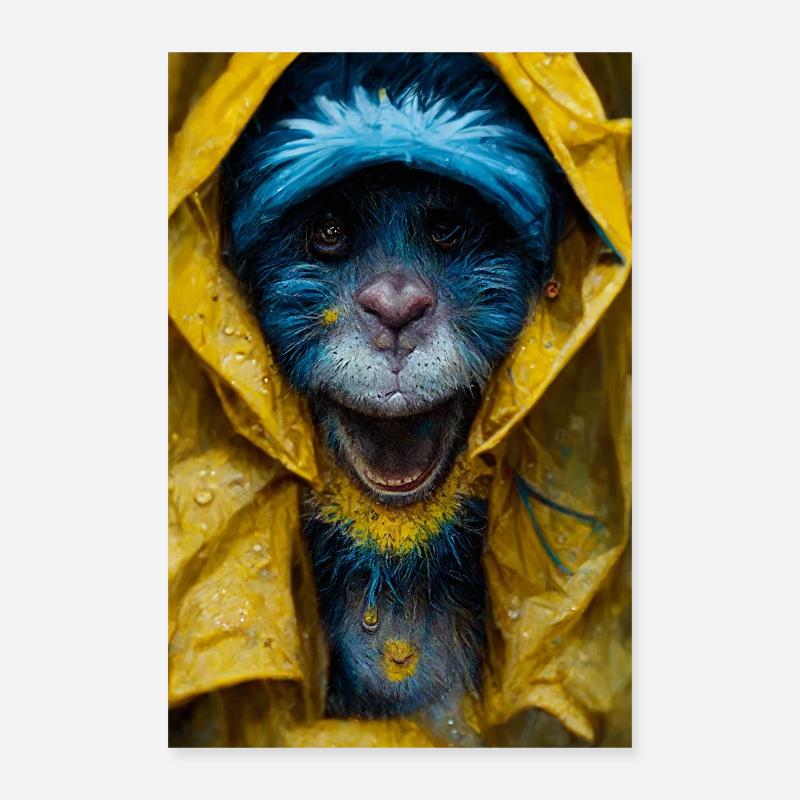 Singes en imperméable - Poster 40 x 60 cm - blanc