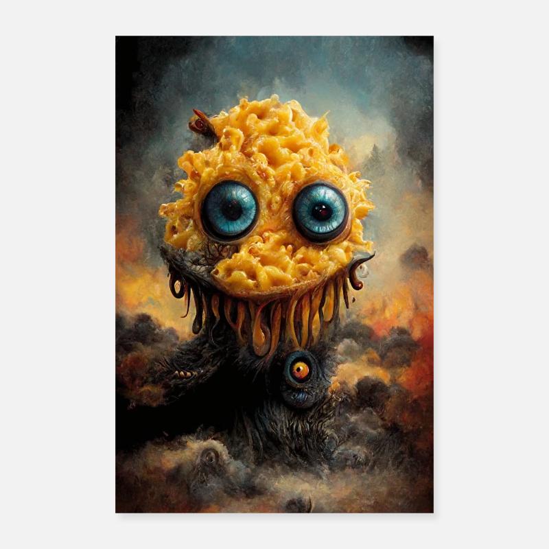 Monstre Mac et Fromage - Poster 40 x 60 cm - blanc