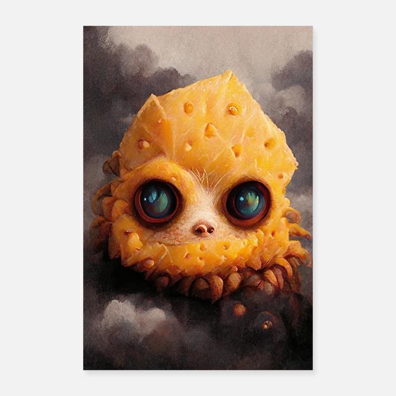 Käse Monster - Poster 40x60 cm - Weiß