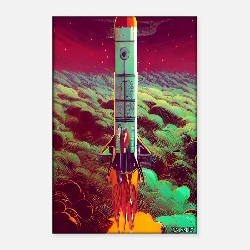 Lancement de fusée Space Stars Nuages Poster 40 x 60 cm