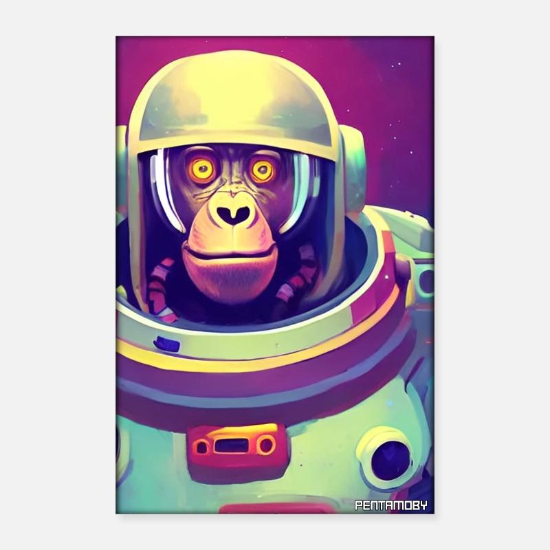 Monkey Animal Astronaute Space Space Universe 8 Poster 40 x 60 cm