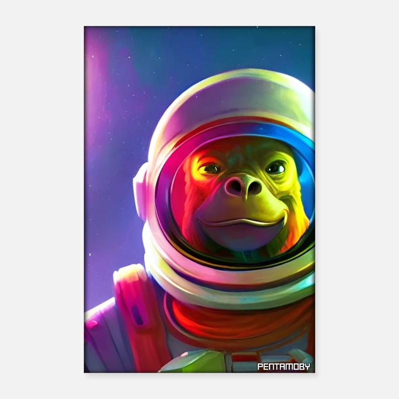 Monkey Animal Astronaut Space Space Universe 6 Poster 16" x 24" (40x60 cm)