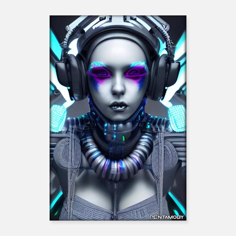Cyber Goth Woman Future Technology Science Poster 16" x 24" (40x60 cm)
