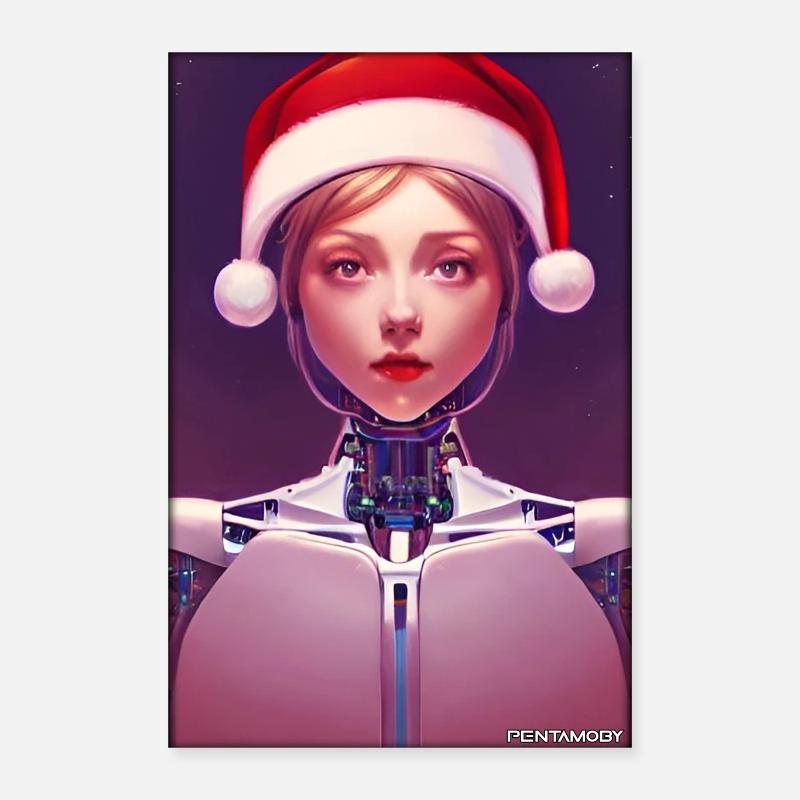 Robots Christmas Future Technology Science Poster 16" x 24" (40x60 cm)