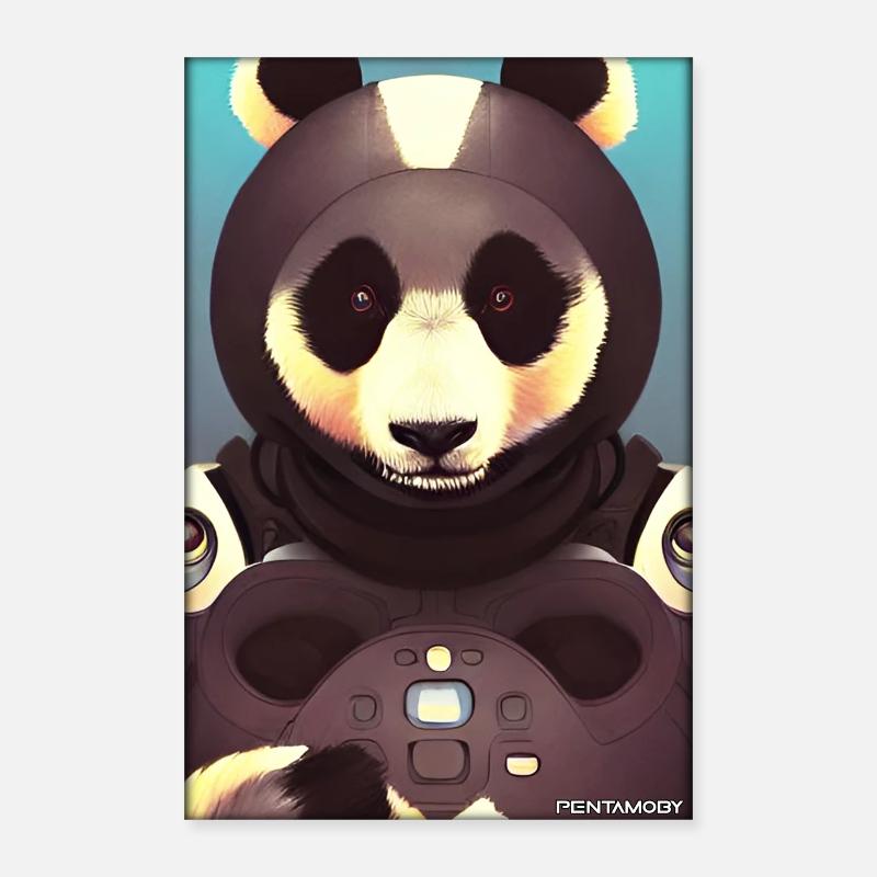Panda Bear Panda Astronaut Future Sci-Fi Technology Poster 40 x 60 cm