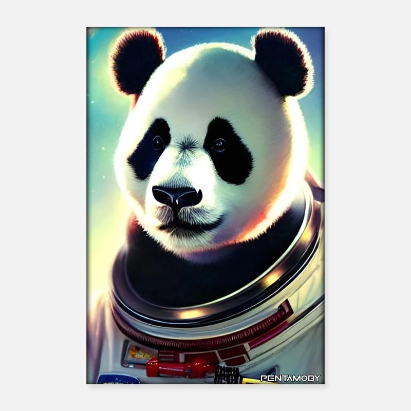 Pandabär Panda Astronaut Zukunft Sci-Fi Technik Poster 40x60 cm