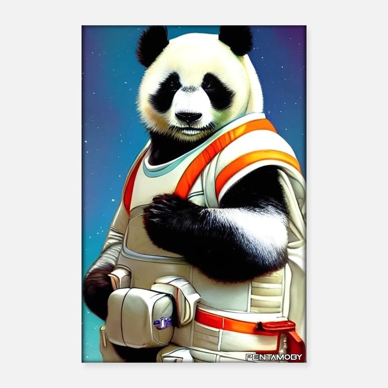 Pandabär Panda Astronaut Zukunft Sci-Fi Technik Poster 40x60 cm
