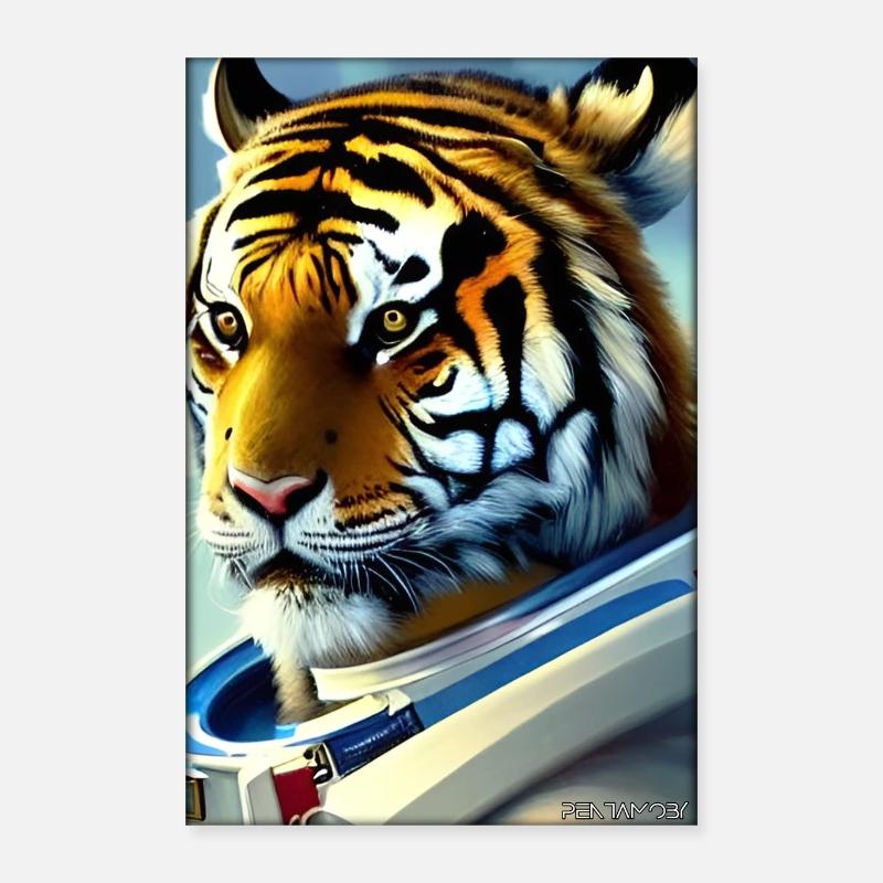 Tiger Big Cat Astronaut Future Sci-Fi Technology Poster 16" x 24" (40x60 cm)