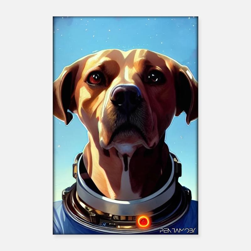 Dog Pet Astronaut Future Sci-Fi Technology Poster 40 x 60 cm