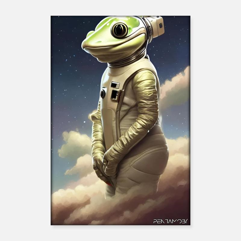 Frog Amphibian Astronaut Future Sci-Fi Technology Poster 16" x 24" (40x60 cm)