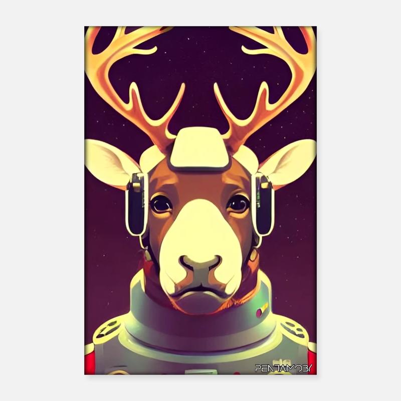 Rentier Astronaut Zukunft Sci-Fi Technik Poster 40x60 cm