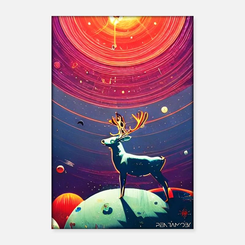 Carte de l’univers de l’espace de Noël de la galaxie des rennes Poster 40 x 60 cm