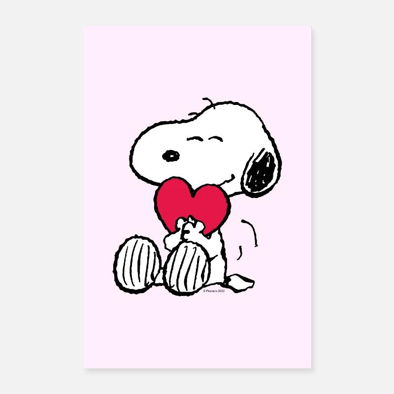 Peanuts Snoopy Liebe Herz Love Poster - Poster 40x60 cm - Weiß