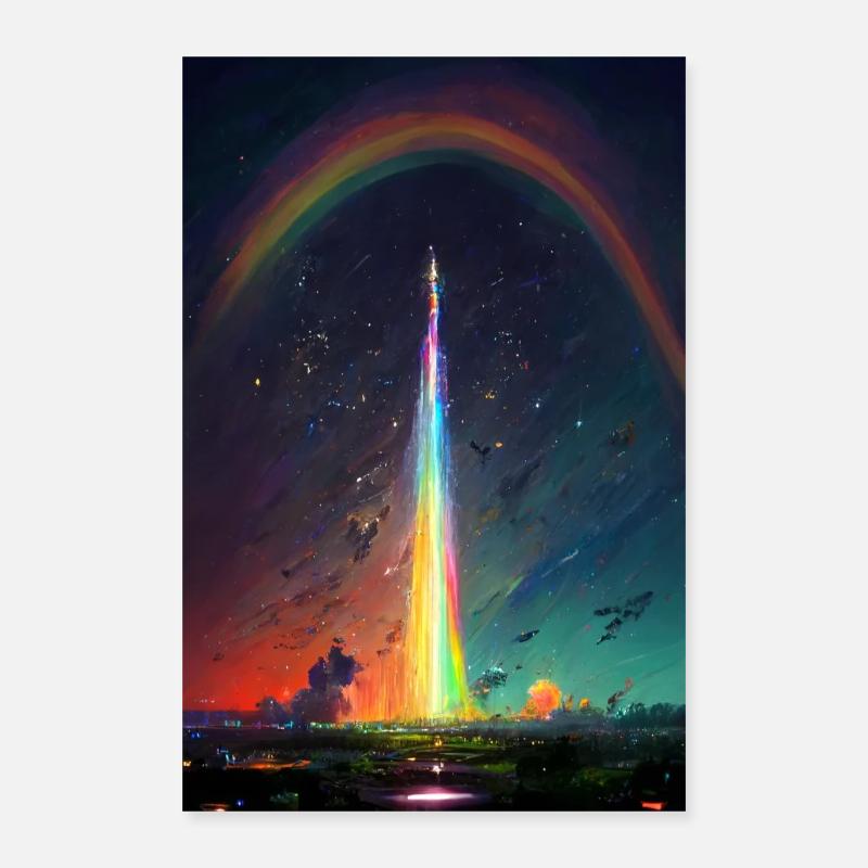 Regnbågens stjärnfall - Poster 40x60 cm - vit