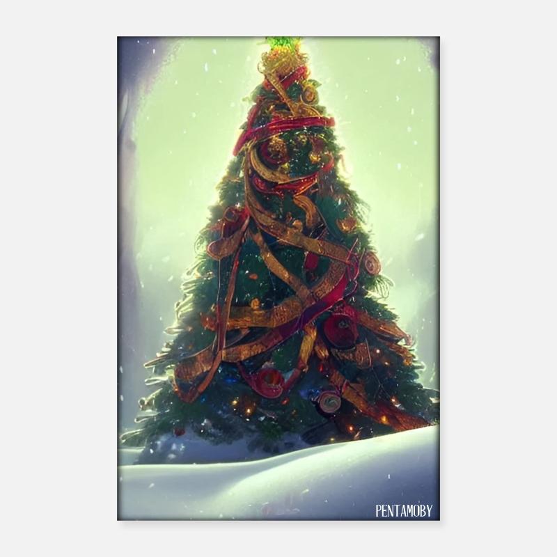 Arbre de Noël Noël hiver Poster 40 x 60 cm