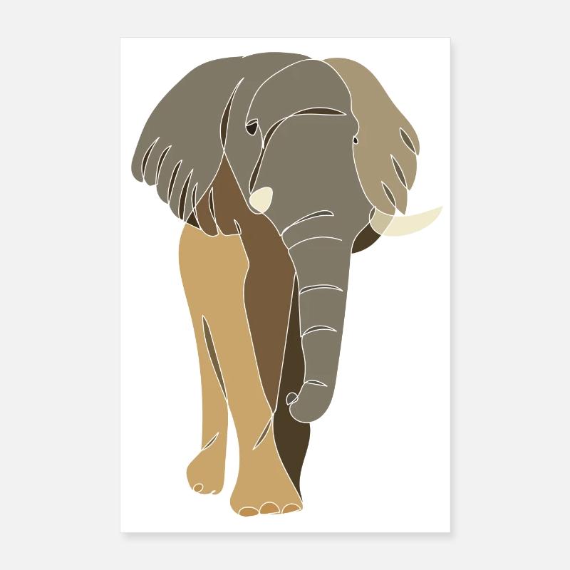Lineart elephant, colored Poster 16" x 24" (40x60 cm)