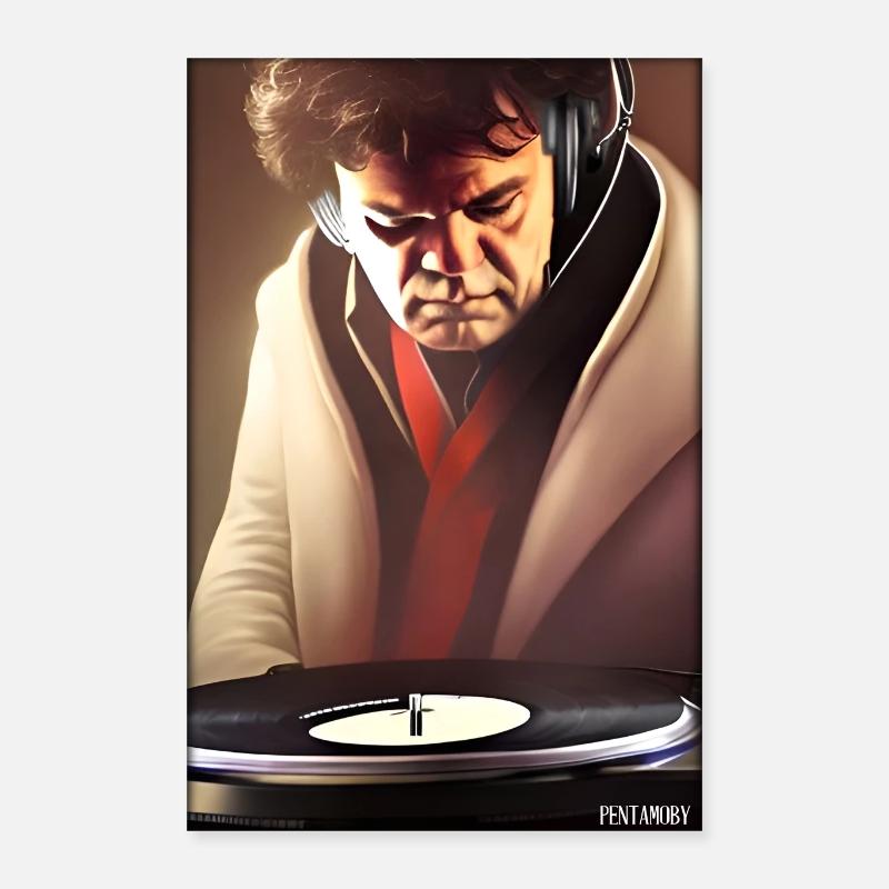 Ludwig van Beethoven DJ Kopfhörer Musik Party Poster 40x60 cm