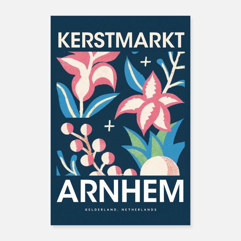 Marché de Noël Arnhem Affiche Pays-Bas 1960 Poster 40 x 60 cm