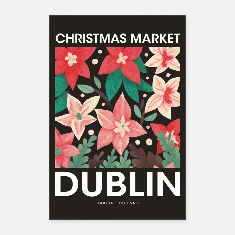 Marché de Noël Dublin Affiche Irlande 1960 Poster 40 x 60 cm