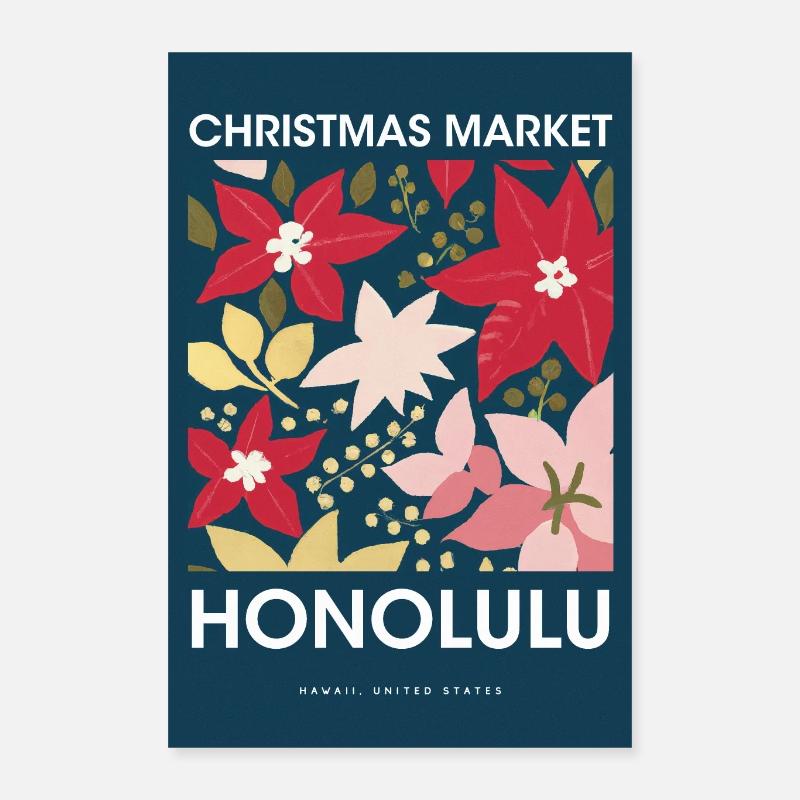Marché de Noël Honolulu Affiche USA 1960 Poster 40 x 60 cm