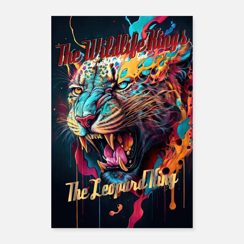Les rois de la faune - Le Roi Léopard 1 - Poster 40 x 60 cm - blanc