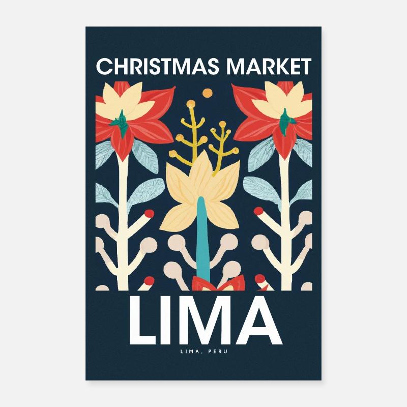 Marché de Noël Lima Affiche Pérou 1960 Poster 40 x 60 cm