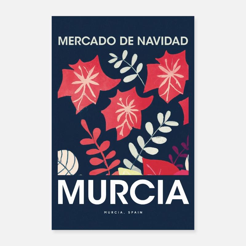 Marché de Noël Murcie Affiche Espagne 1960 Poster 40 x 60 cm