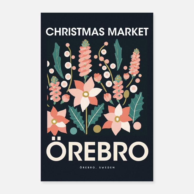 Marché de Noël Orebro Affiche Suède 1960 Poster 40 x 60 cm