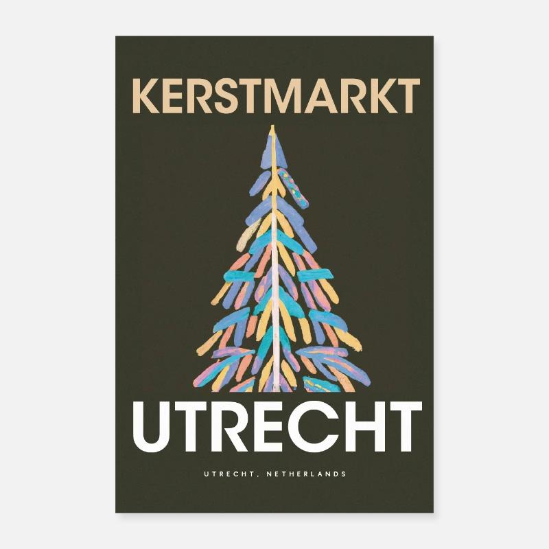 Weihnachtsmarkt Utrecht Poster Netherlands 1960 Poster 40x60 cm