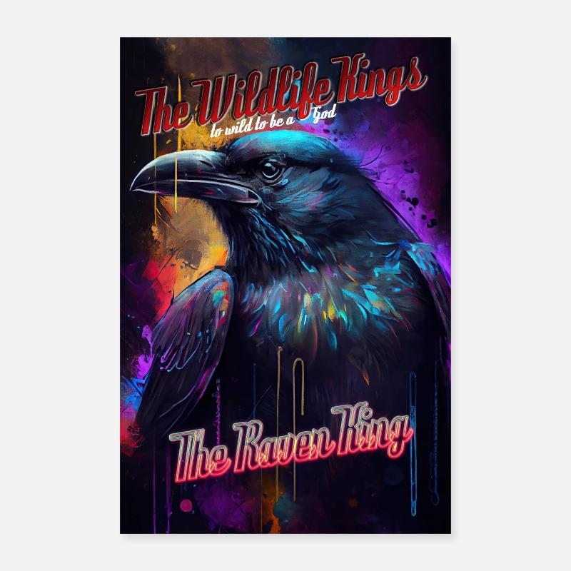 Les rois de la faune - Le Roi Corbeau - Poster 40 x 60 cm - blanc