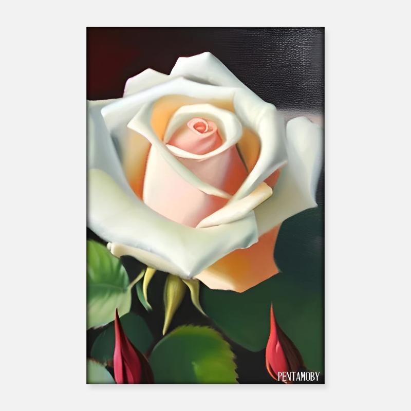 Rose Rose Fleur Spring Meadow Green Poster 40 x 60 cm