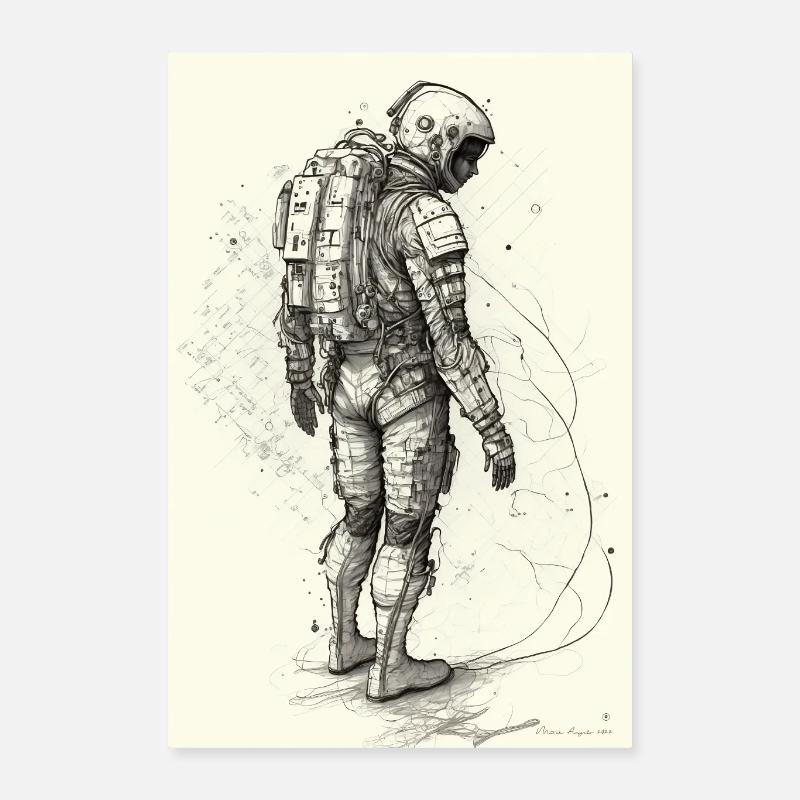 Futuristic astronaut worker Poster 16" x 24" (40x60 cm)