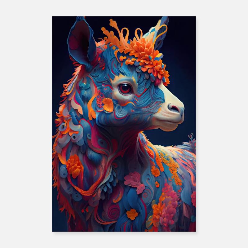 Les rois de la faune - Le roi alpaga - Poster 40 x 60 cm - blanc