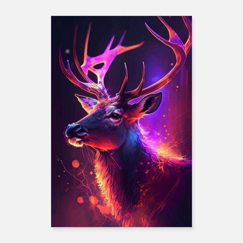 Fantasy Hirsch Digital Art - AI generated Poster 16" x 24" (40x60 cm)