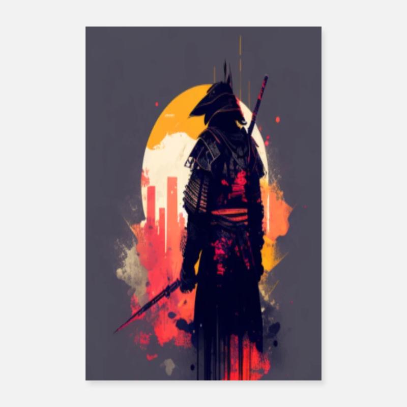 Samurai im Abstrakten Poster 40x60 cm