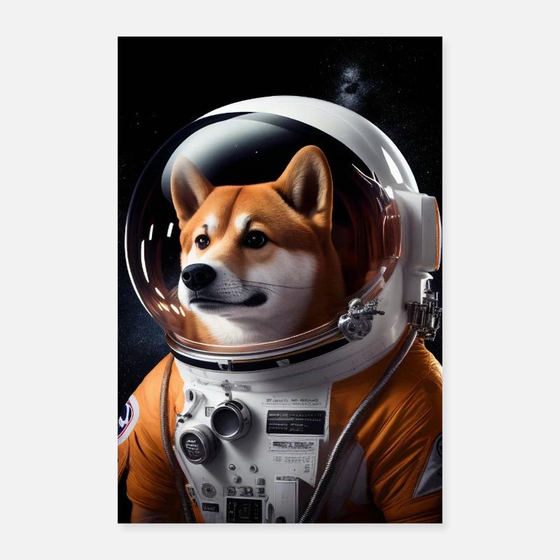 Astronaute de combinaison spatiale pour chien - Poster 40 x 60 cm - blanc