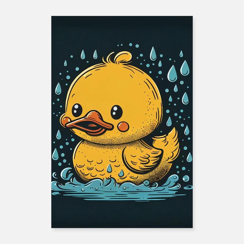 Canards en caoutchouc Canards Salle de bain Canard jaune Comic Poster 40 x 60 cm
