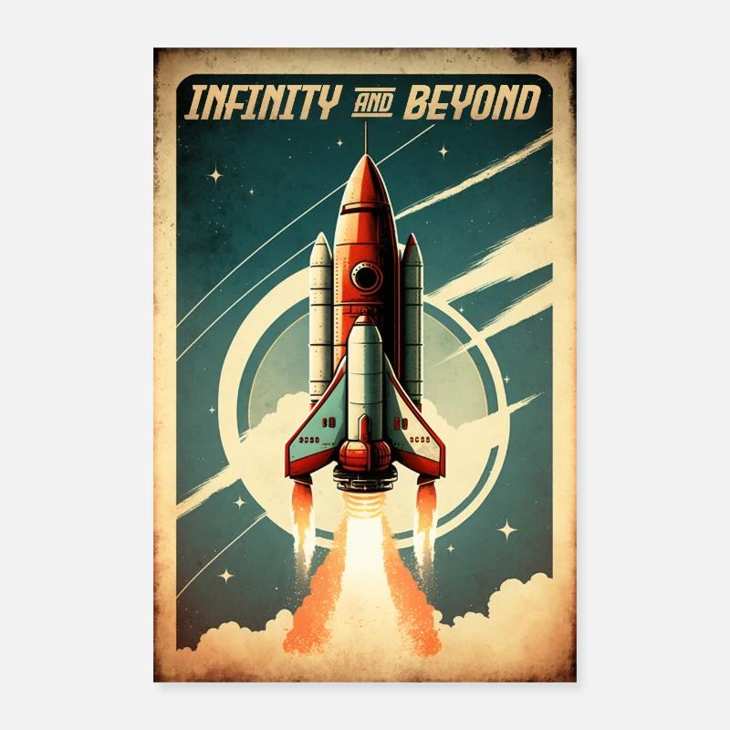 Rocket into Space Retro Style Infinity Poster Poster 16" x 24" (40x60 cm)
