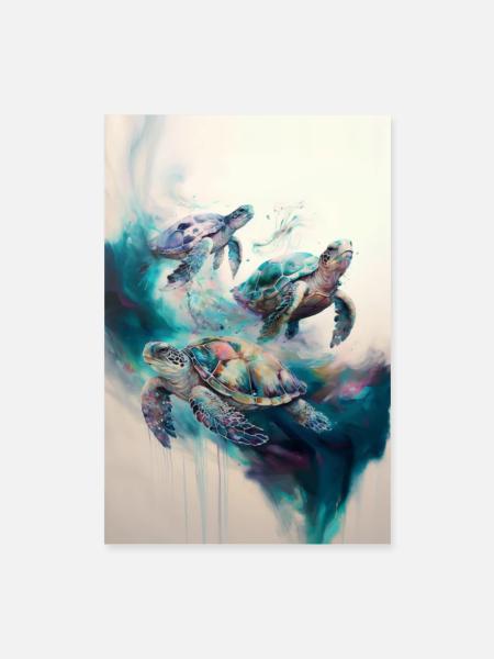 Schildkröte - Poster 40x60 cm - Weiß