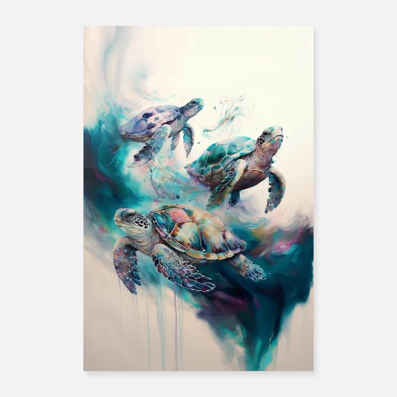 Schildkröte - Poster 40x60 cm - Weiß