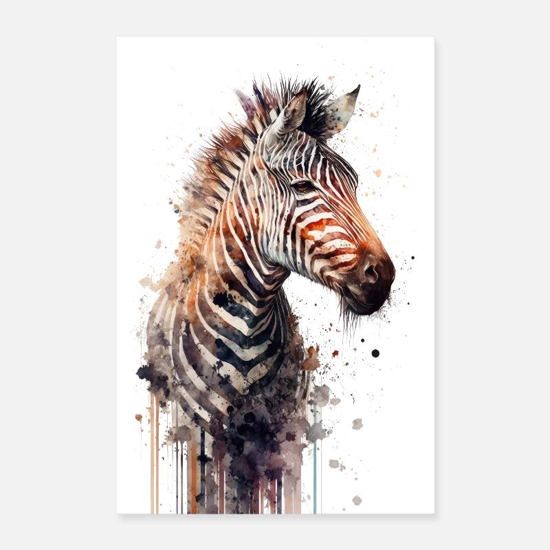 Zebra Watercolor Poster 16" x 24" (40x60 cm)